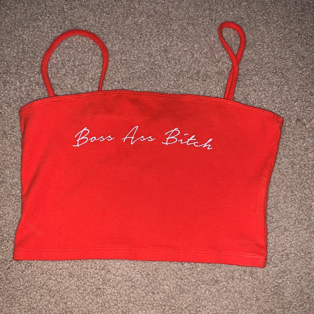 Super cute orange cropped tank top. Fashion Nova XS NWOT Boss Ass Bitch